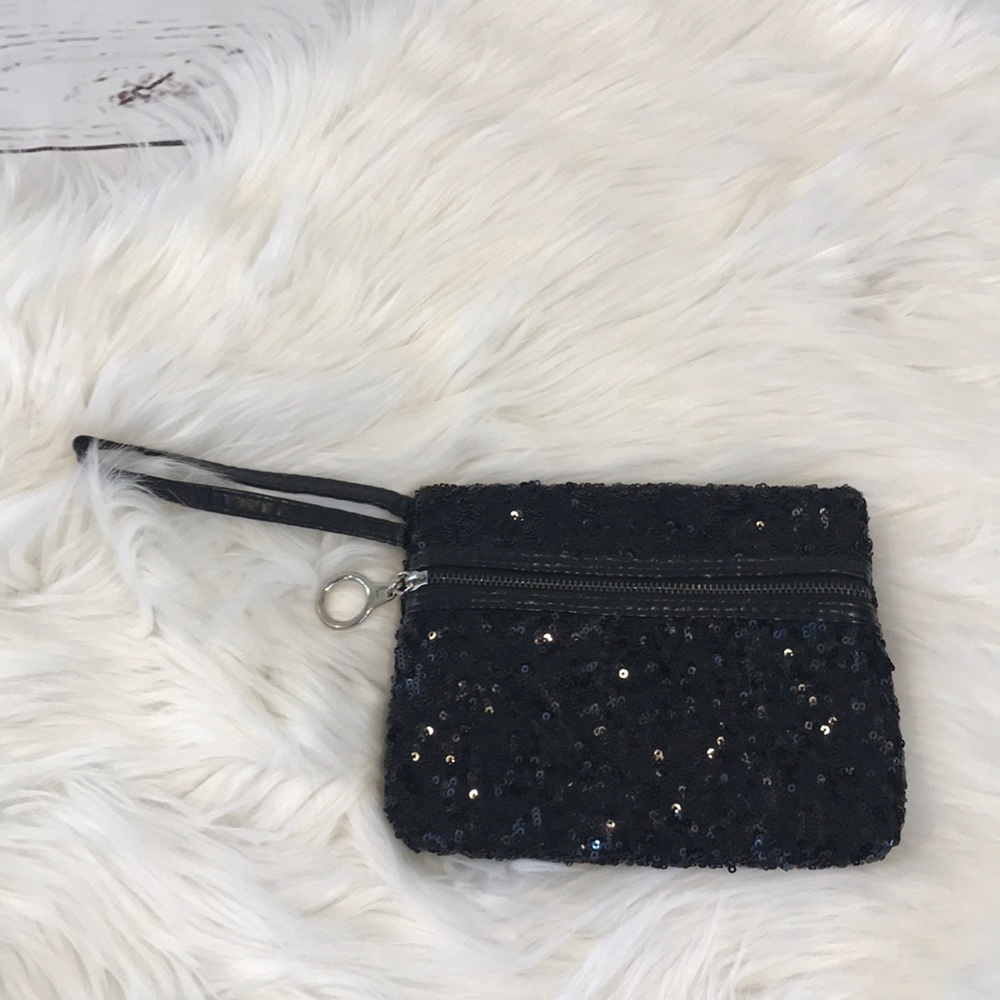 Sparkly sequin black wristlet